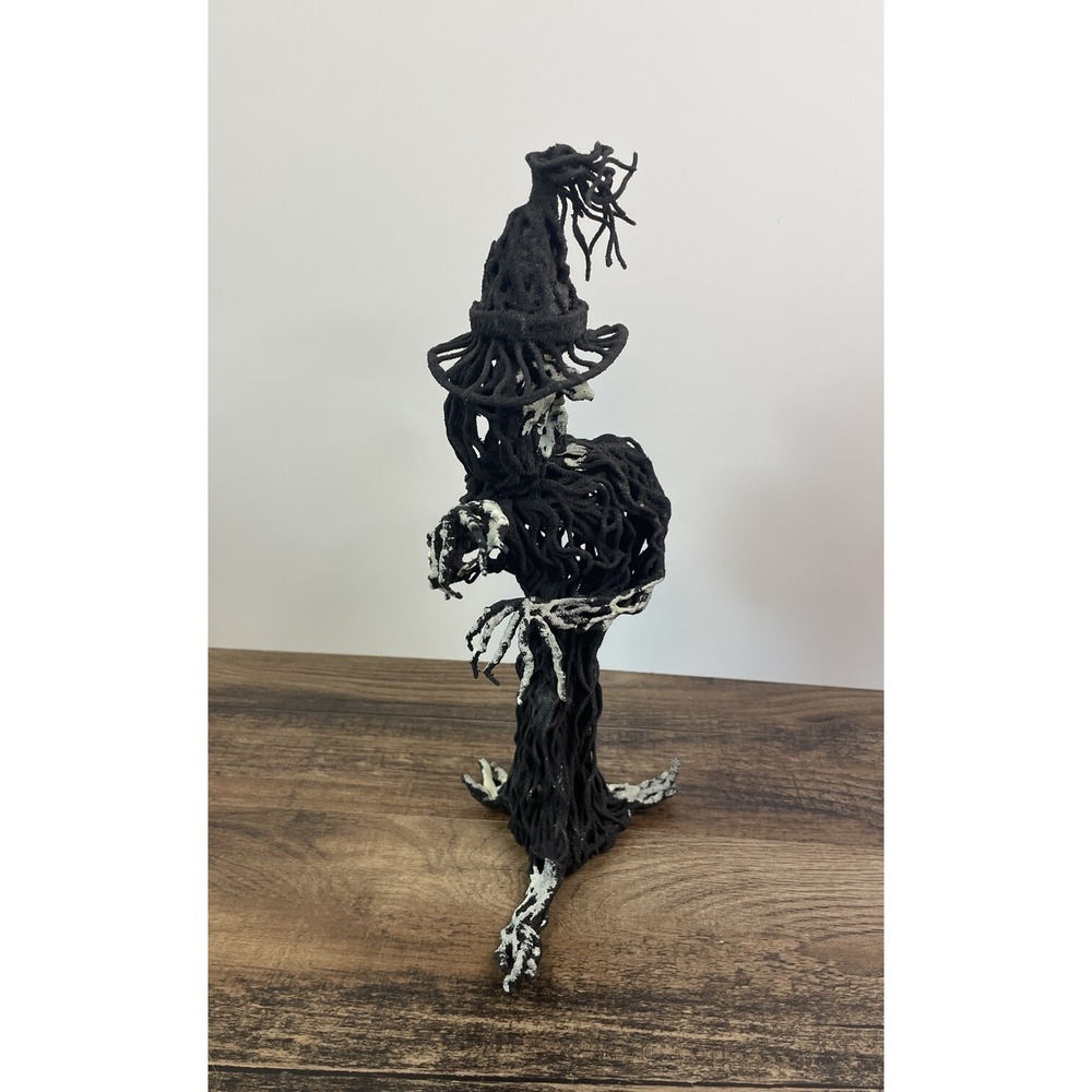 Halloween Witch 12" Figure Glow in the Dark Face Hands Wire Feel Wicker - Picture 5 of 8